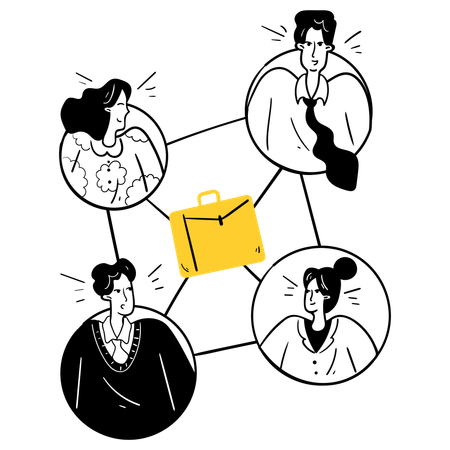 Equipe de negócios, networking e construção de conexões  Ilustração