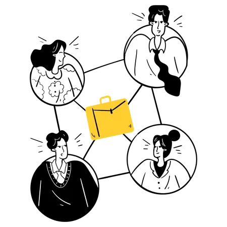 Equipe de negócios, networking e construção de conexões  Ilustração