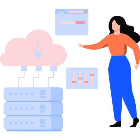 Networking professional is working on a cloud server  Illustration