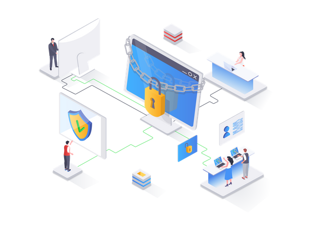 Netzwerk-Cybersicherheitslösung  Illustration