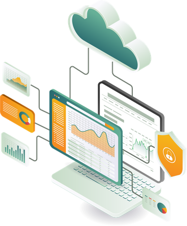 Netzwerkserver-Computeranalysesystem  Illustration