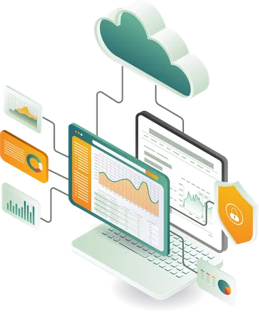 Netzwerkserver-Computeranalysesystem  Illustration