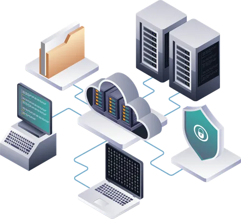 Netzwerkverwaltung in der Cloud-Server-Technologie  Illustration