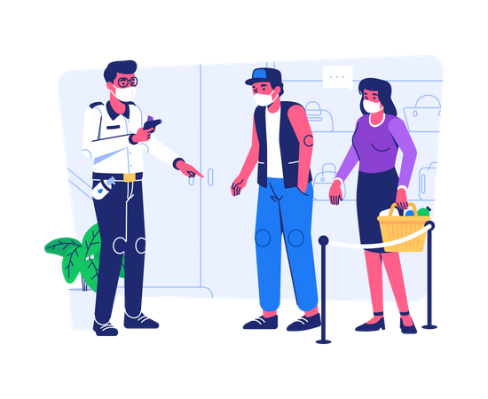 Neue Normalität im Einkaufszentrum  Illustration