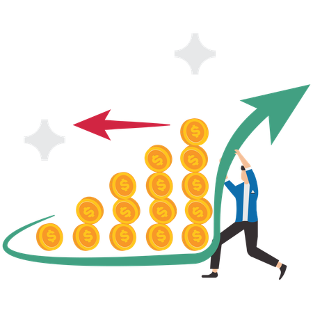 Neuer Unternehmer ändert die Pfeilrichtung, Geschäftsmann mit neuer Pfeilrichtung  Illustration