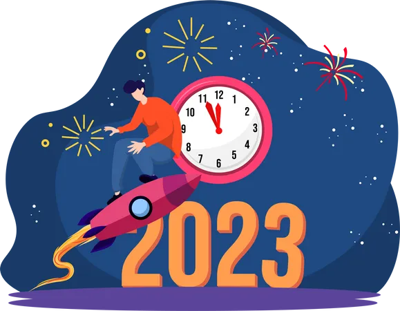 Neujahr 2023 Zeit  Illustration