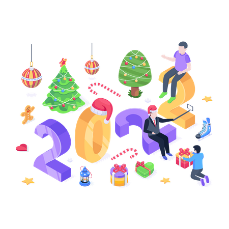 Neujahrsaktivität  Illustration