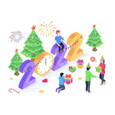 Neujahrsfeiern  Illustration