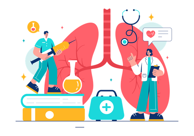 Examen del sistema respiratorio del neumólogo  Ilustración