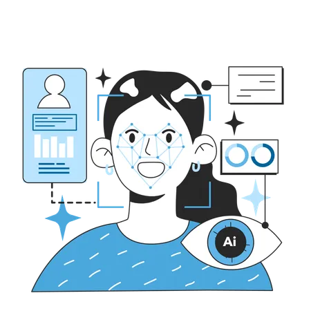 Neural Network Abilities Self Learning Computing System Processing Data For Face Recognition Modern Deep Machine Learning Technology Flat Vector Illustration Illustration