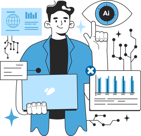 Neural network application in human activity  イラスト