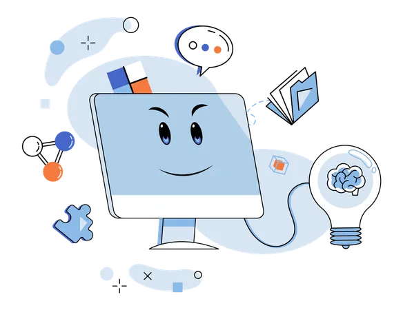 Neural network backbone robotic mind  Illustration