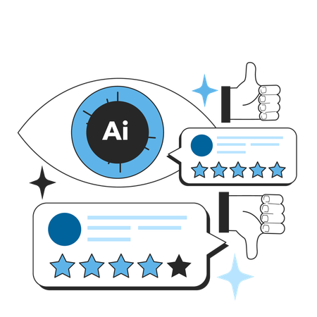 Neural network development trend in monitoring of customer service  Illustration