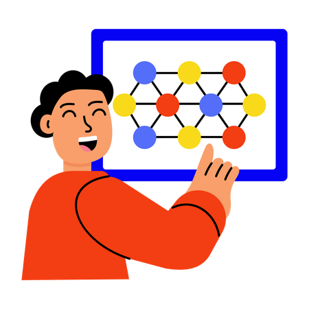 Neural network explained by businessman  Illustration