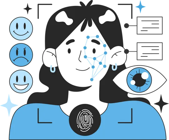 Neural network in identification by face and biometric  Illustration