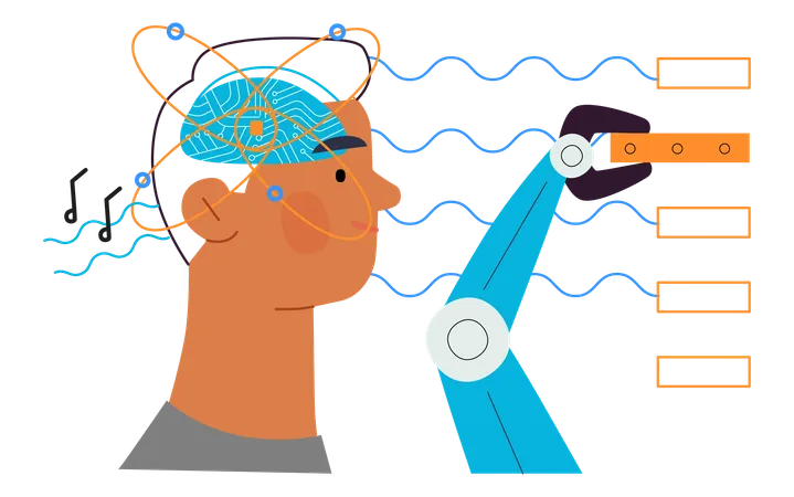 Bio Technology Brain Implant Neural Upgrade Modern Flat Vector Concept Illustration Of Brain Implant Integration Enhanced Cognitive Abilities Pushing Boundaries Of Potential Neural Upgrades Illustration