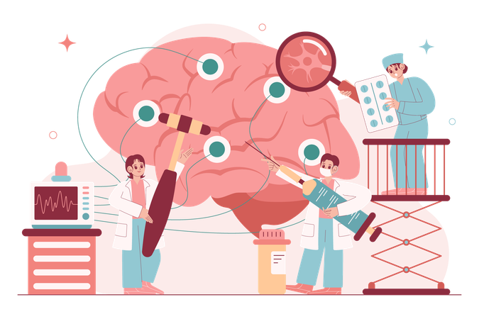 Neurologe diagnostiziert Gehirninfektion  Illustration