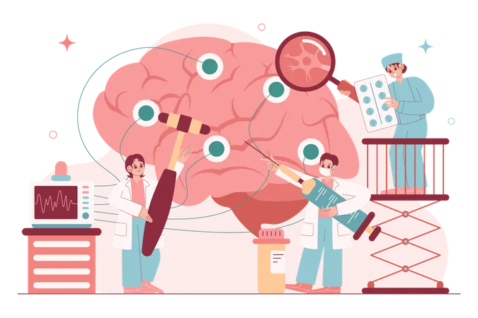 Neurologe diagnostiziert Gehirninfektion  Illustration