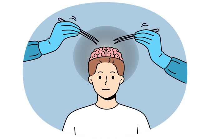 Neurologist doing brain operation  Illustration