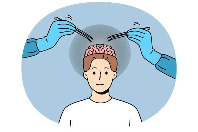 Neurologist doing brain operation  Illustration