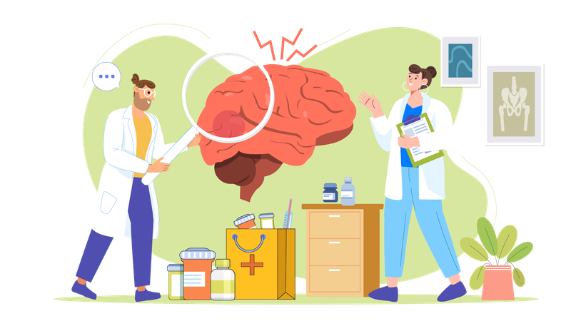 Neurologist examination on brain  Illustration