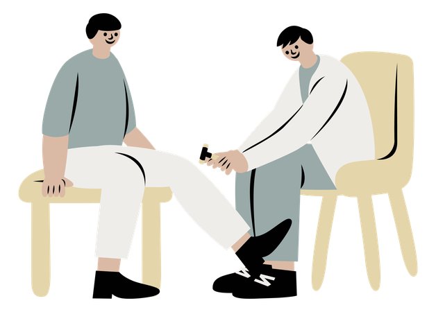 Neurologist Examining man With Leg Injury  Illustration