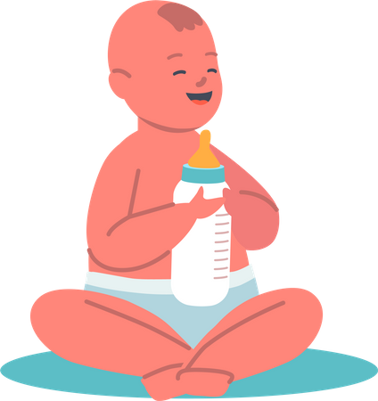 New born baby feeding milk Illustration