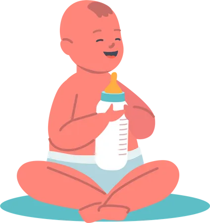 New born baby feeding milk  Illustration