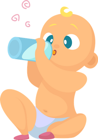 New born baby feeding milk  イラスト