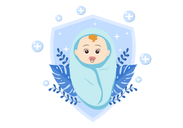 New born baby protected from polio virus  イラスト