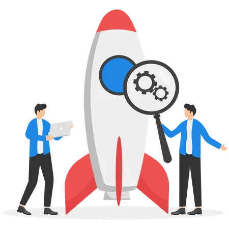 New Business Launch Concept Employers Preparing For Rocket Spaceship Symbol Illustration