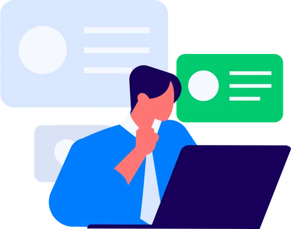 New employee gives online interview  Illustration
