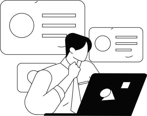 New employee gives online interview  Illustration