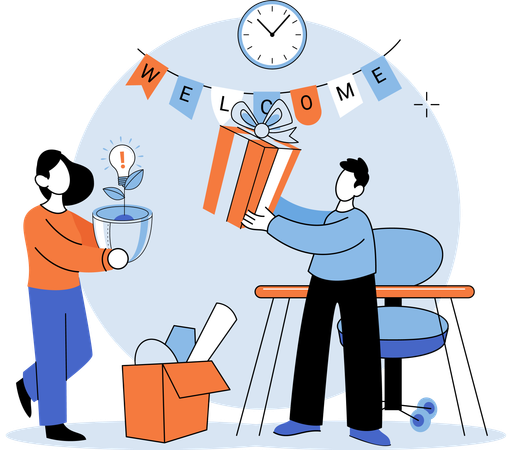 New employee metaphor highlights employment process  Illustration