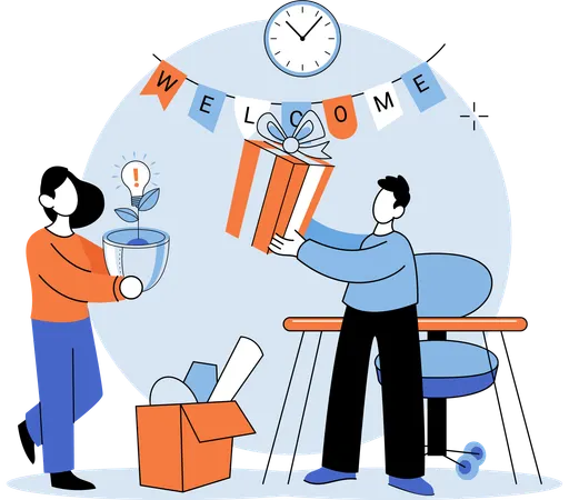 New employee metaphor highlights employment process  Illustration