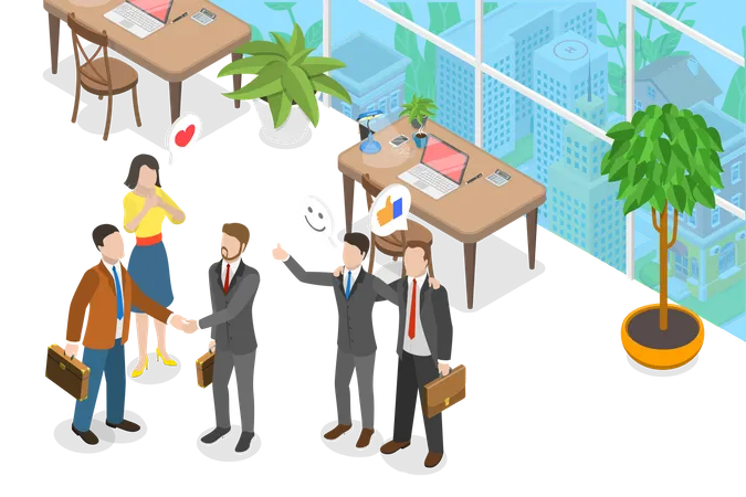 3 D Isometric Flat Vector Conceptual Illustration Of New Employee Onboarding Welcoming A New Team Member イラスト