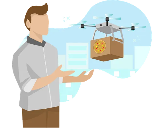 New Fast Air Freight Using Drones For Fast And Safe Transportation Illustration
