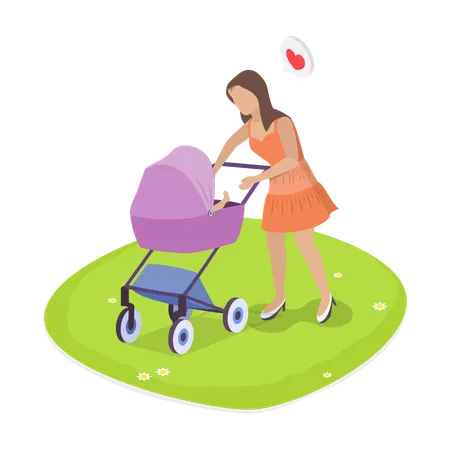 3 D Isometric Flat Vector Illustration Of New Mom Childcare And Parenting Illustration