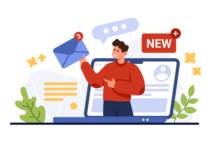 New notification in mailbox mobile app  Illustration