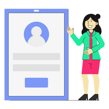 Girl Showing Sign Up Experience Illustration