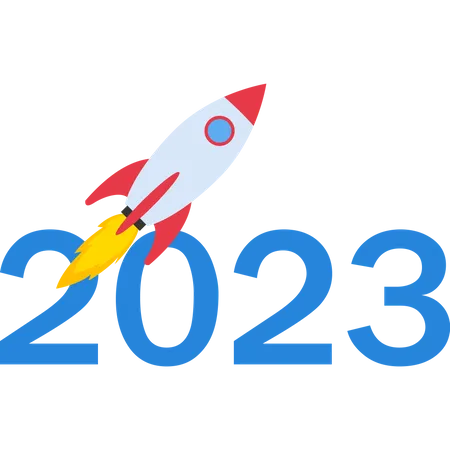 New Year 2023 With Rocket Launch Creative Inspirational Business Plan Marketing Strategy Team Work Vector Illustration Illustration