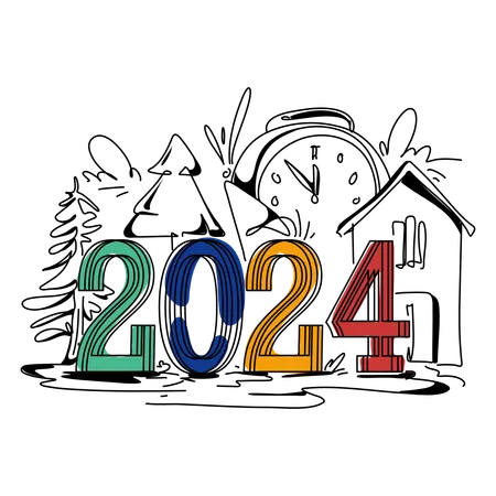 Happy New Year 2024 May This Year Be Filled With Joy Happiness And Success Wishing Everyone All The Best In The Upcoming Year Illustration