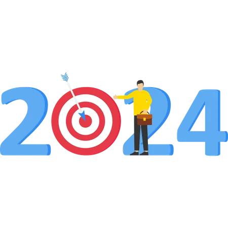 New Years 2024 Targets And Goals Business People Who Set Targets In 2024 Plan For The Future The Year 2023 Successful Financial Opportunity Illustration