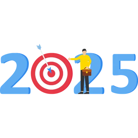 New Years 2025 Targets And Goals Business People Who Set Targets In 2025 Plan For The Future The Year 2023 Successful Financial Opportunity Illustration