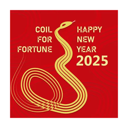 New year 2025 with Chinese zodiac symbol snake  Illustration