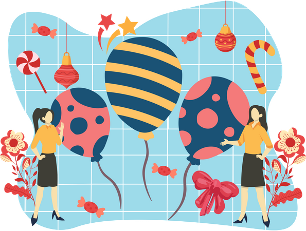 New year balloons  Illustration