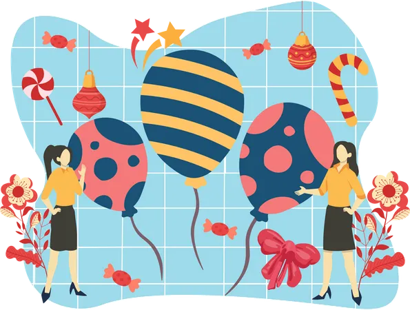 New year balloons  Illustration
