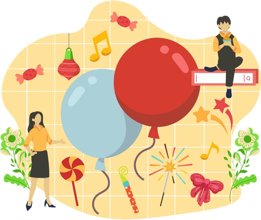 New year balloons  Illustration