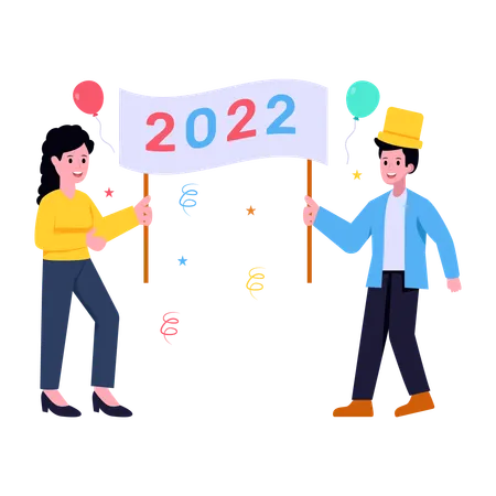 New Year Banner Flat Illustration Is Scalable And Handy Illustration