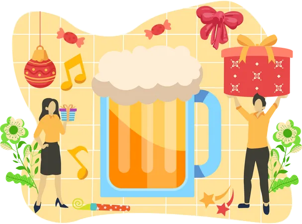 New year beer  Illustration